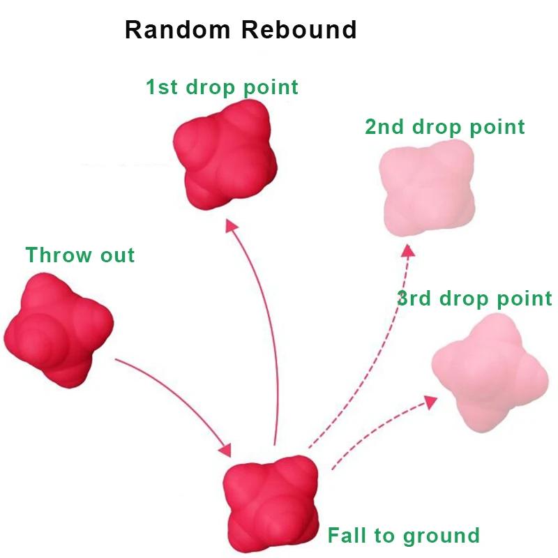 68mm Hexagonal Reaction Ball Silicone Agility Coordination Reflex Exercise Fitness Training Ball Suitable for Children and Adult