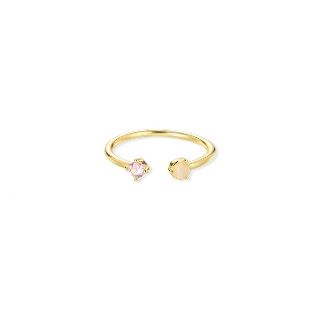 Colorful Cubic Zirconia Birthday Rings Gold Fashion Jewelry Trendy Opening Rings  Party Sep.