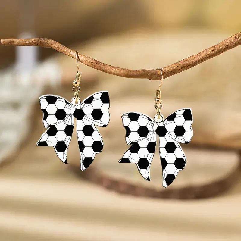 6pcs Creative Acrylic Bow Exquisite Simple Earrings Baseball Football Softball Volleyball Earrings Fans Jewelry Accessories