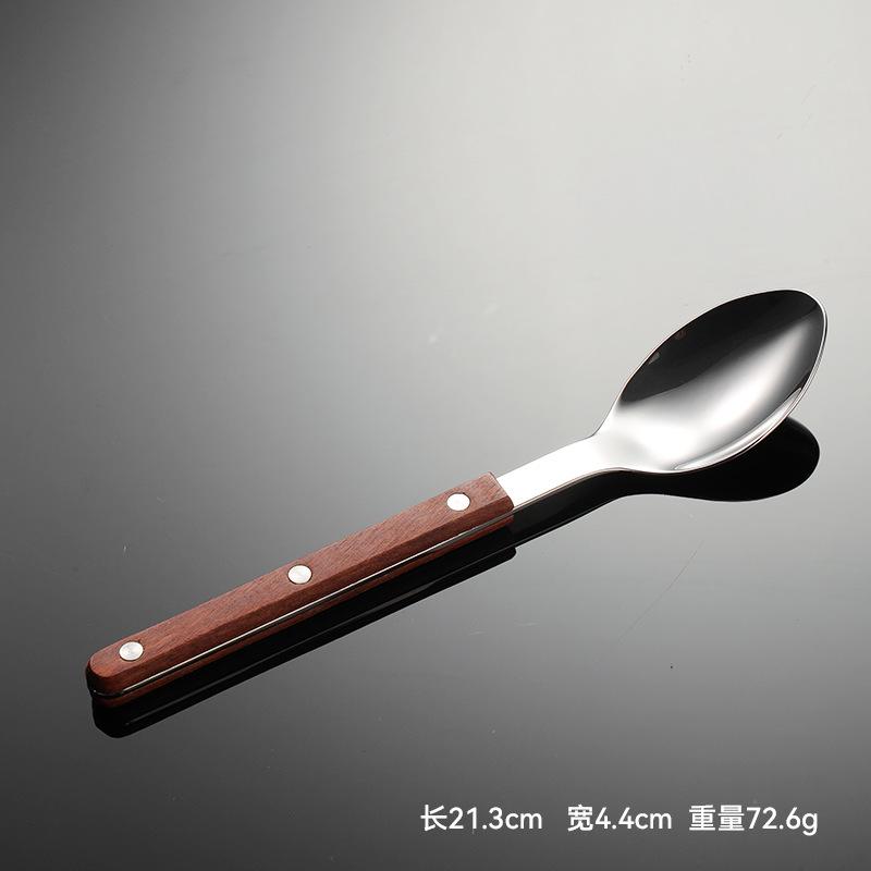 Stal nierdzewna 420 zachodni uchwyt na nity do jedzenia nóż widelec łyżka włoskie drewno różane 5 głównych sztuk prezent posiłek