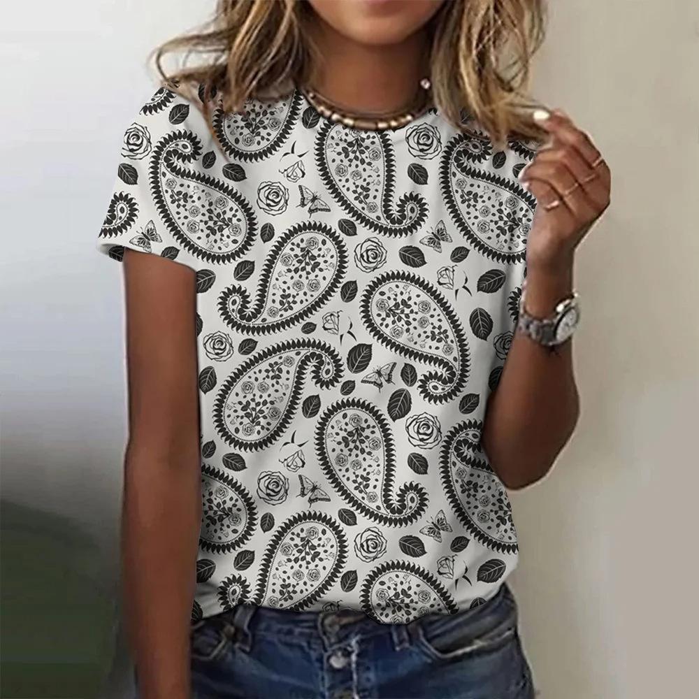 

Summer T-shirt short sleeved round neck top 3D digital printing 2869 S