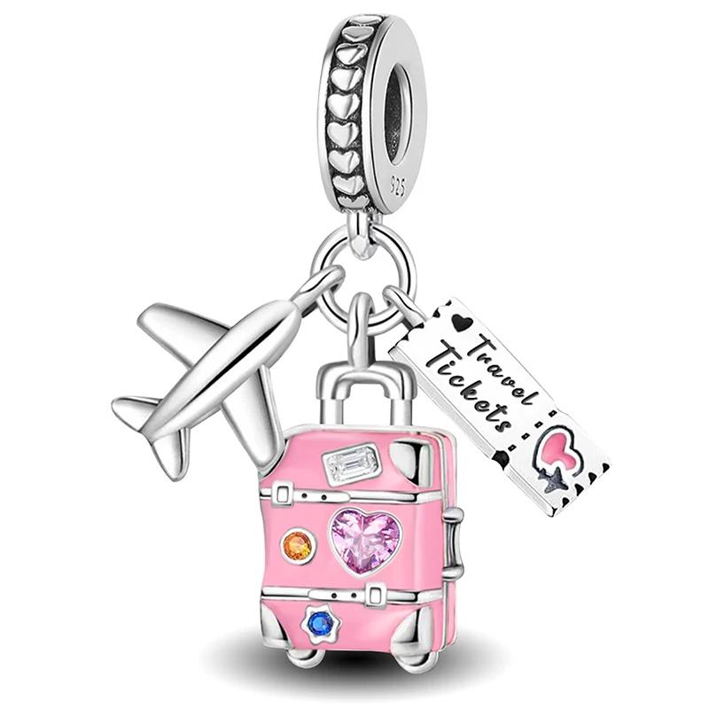 

Copper Puppy Girl Car Pink Series Charms Beads Fit Original Pan Bracelet Bangle High Quality Diy Jewelry For Womens