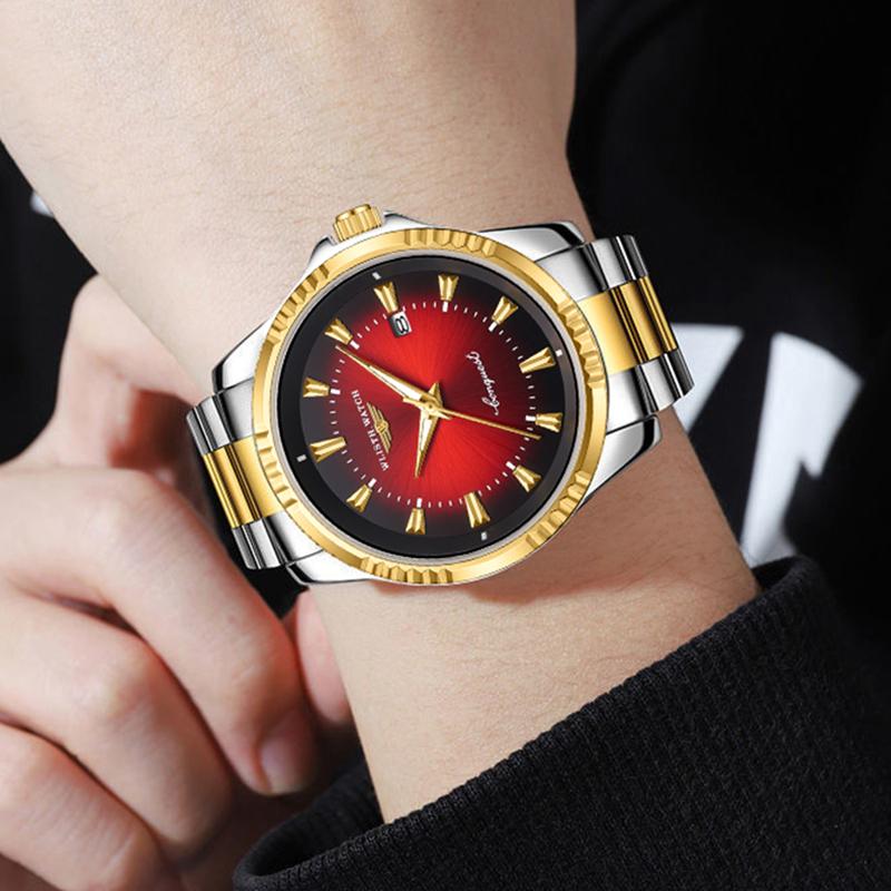 Mens Watches Stainless Steel Belt Quartz Wrist Watch Man Business Watch Calendar Date Luminous Casual Clock