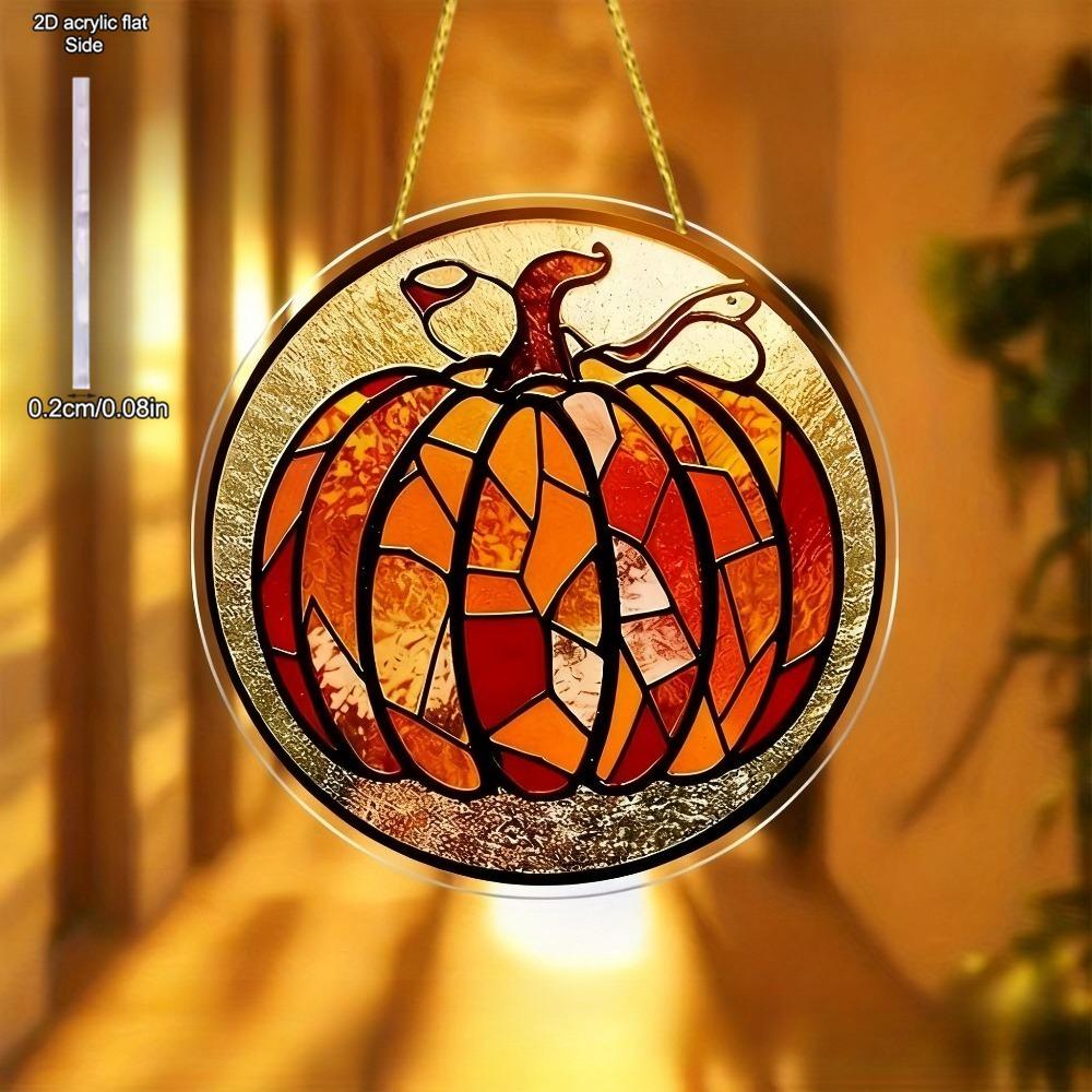 Pumpkin Theme Sun Catcher Acrylic Hang Sign, Nurseries, Vintage Home Decor Wall for Bar Kitchen, Restaurant Shop Wall Decor, Garden Decoration, Vinta