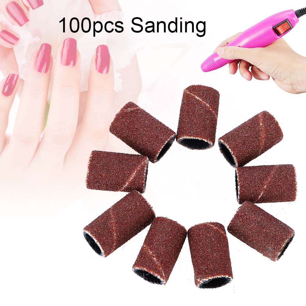 100pcs Nail Sanding Bands Manicure Pedicure Nail Drill Machine Accessory