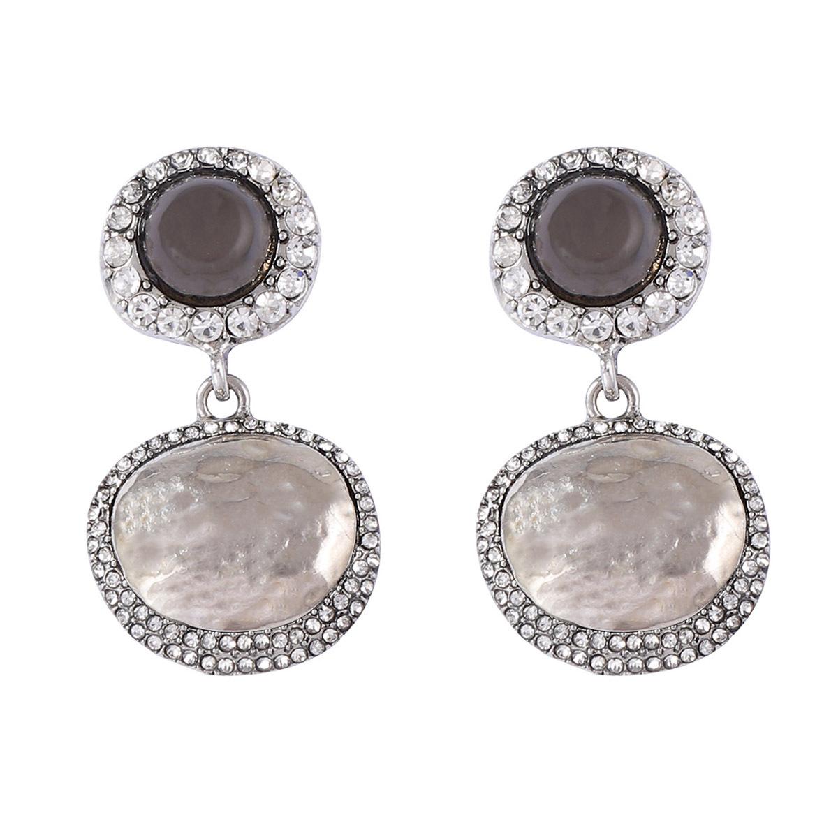 

Fashion Metal Button Dangle Earrings ZAA New Classic Vintage Earrings Women s Party Zircon Accessories медный