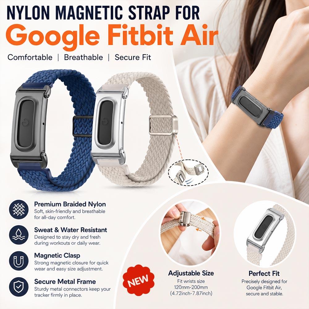 Nylon-Armband für Google Fitbit Air Band Fitness-Tracker Austauschbares Armband Verstellbares Magnetarmband Für Google Fitbit Air Armband