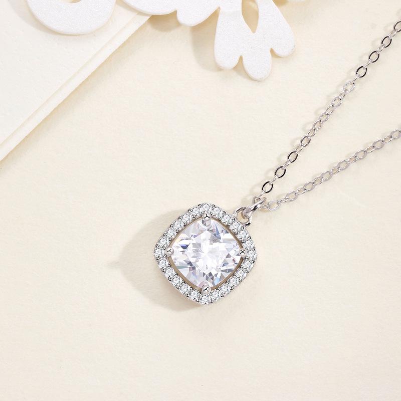 Colier cu diamante pătrate, la modă pentru femei, lux, cu diamant flash, zirconiu, elegant, retro, versatil, colier pentru femei