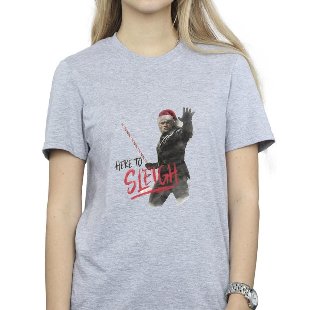 Netflix Womens/Ladies The Witcher Here To Sleigh Cotton Boyfriend T-Shirt