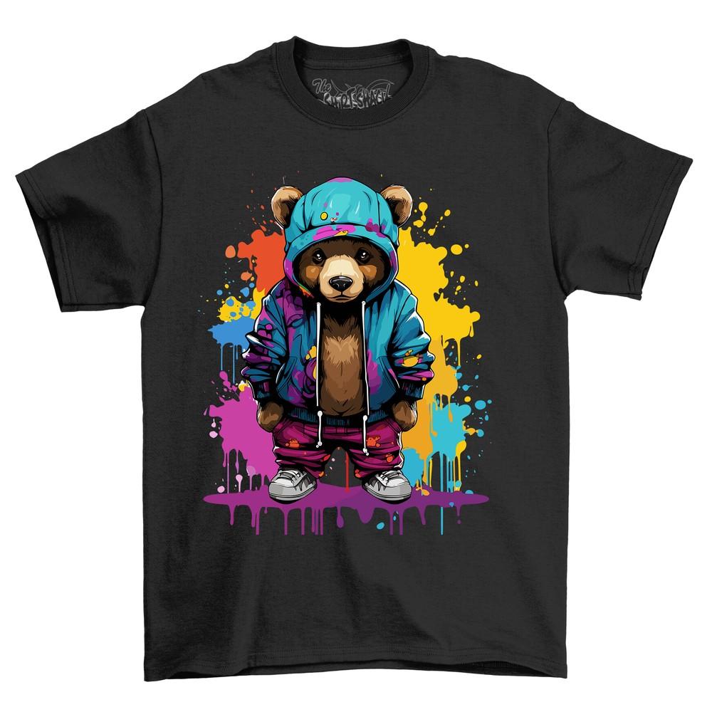 Street Bear Dripping Paint Effect t-shirt - Funny and Rugged! Funny t-shirt, Uni