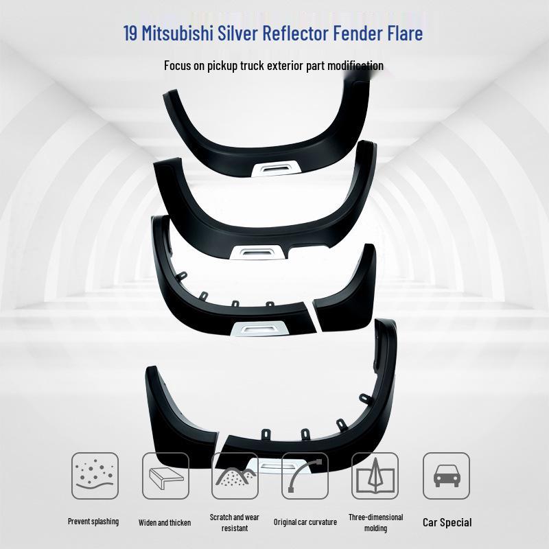 

Mitsubishi L200 2019 Reflective Fender Flares with Wheel Arch Mudguards Yes чёрный