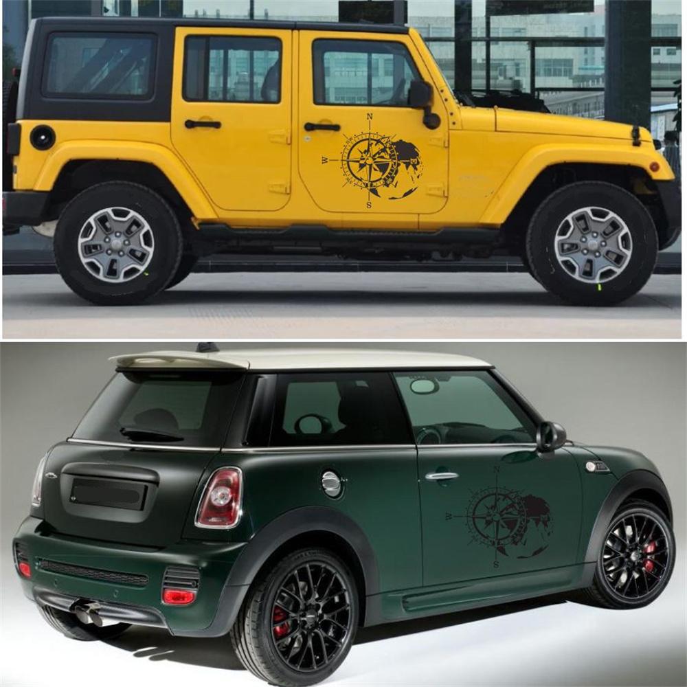 Hood Car Sticker Compass Totem Black Car Door Compass Decal Auto Vinyl Bonnet St