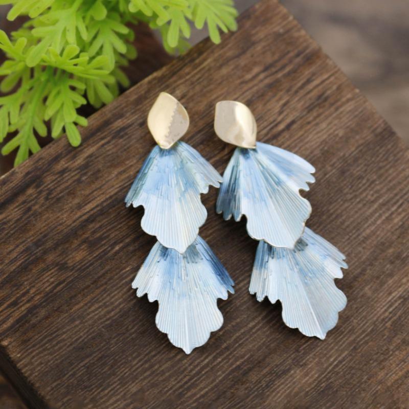 New Enamel Geometric Flower Stud Earrings Women's Fashion Simple Irregular Flower Summer Versatile Earrings