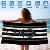 Vintage Nautischer Anker Gestreiftes Strandtuch Schnelltrocknend Sandfrei Übergroßes Badetuch für Pool Reisen Sommerurlaub