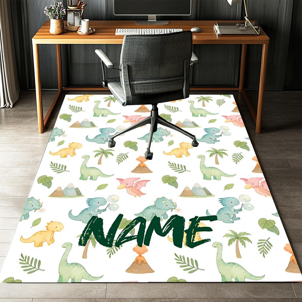 Custom Name Dinosaur Printed Carpet,Rug for Office Chair Living Room Bedroom Kitchen Room Decor Gifts.