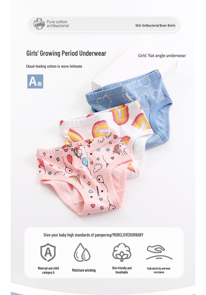 Zertifizierte Baumwoll-Dreieckunterwäsche für Mädchen - Atmungsaktive Baby-Shorts im europäischen und amerikanischen Stil