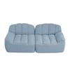 2-Sitzer Modulares Knochenloses Sofa, Muschelform, Tiefe Sitzkissen, Sofa für Wohnzimmer & Wohnung, Keine Montage Erforderlich, Blau