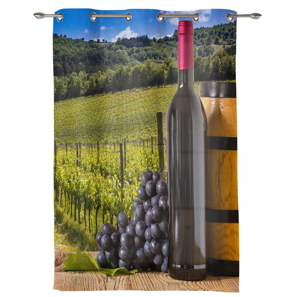 Vineyard Wine Window Curtain Modern European Style Curtains for Bedroom Living Room Backdrop Curtain