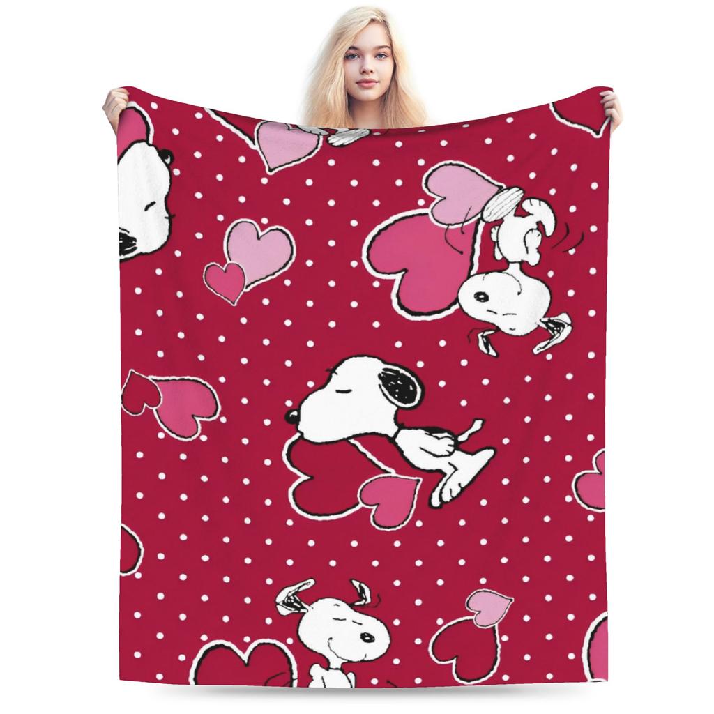Snoopy & Woodstock Pattern Blankets Fleece Funny Soft Throw Blankets for Bedspread Winter