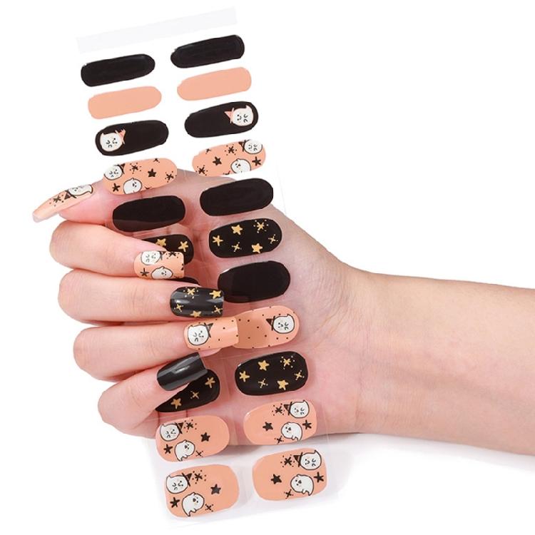 Halloween Full Nail Strips Full Nail Wraps Luminous Halloween Nails Stickers Gel Nail Strips Nails Art Decoration