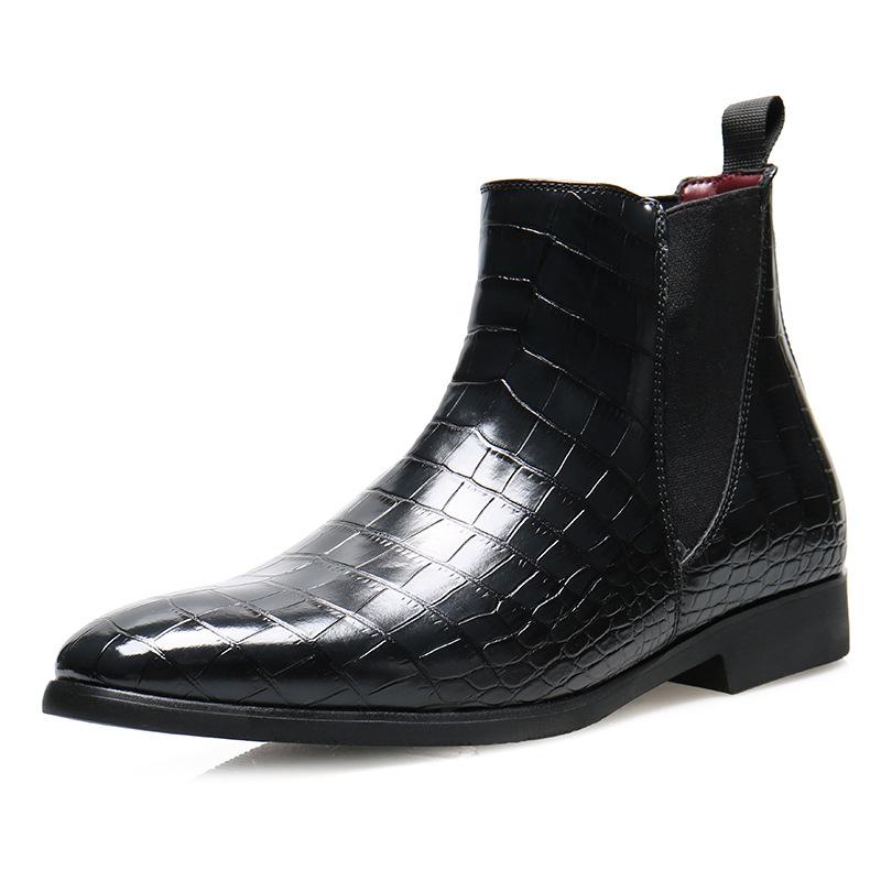 

8766 Ботинки челси мужские ботинки с британским крокодиловым узором, ретро остроносые ботинки Мартин, внешняя торговля 39 чёрный