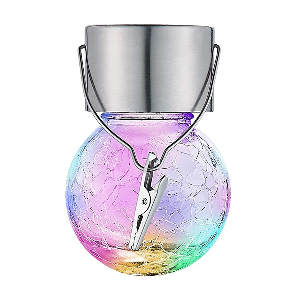 

Solar Powered Hanging Light Multicolor Cracked Glass Ball Statue Vintage Greensward Lamp NiMH Battery Decoration