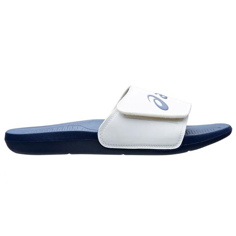 Asics Durable Lightweight Rubber Sole Slide Sandals Unisex Footwear White Blue 1173A005-100