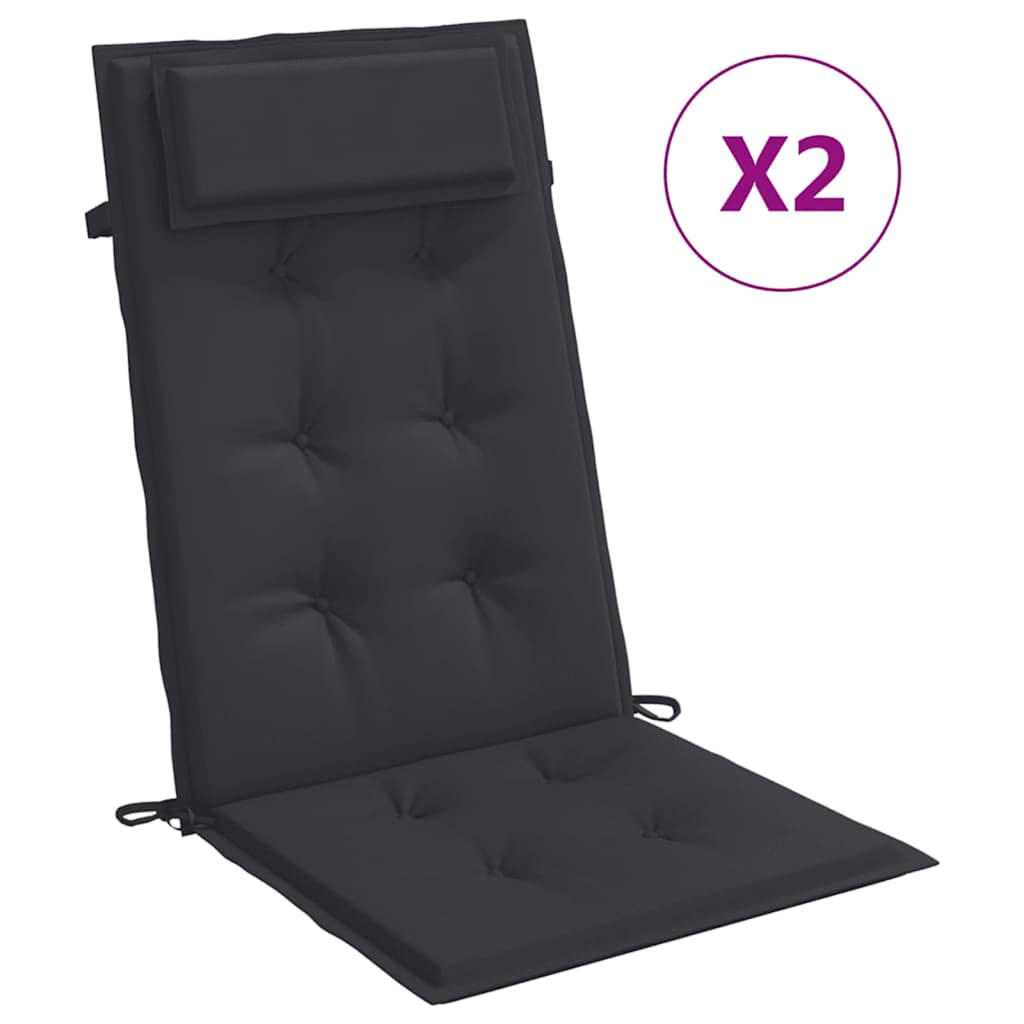 High Back Chair Cushions 2 Pcs Black Oxford Fabric