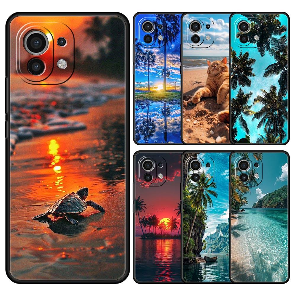 Summer Beach Palm Tree Phone Case For Xiaomi Mi 15 14 13 12 11 Lite 13T 12T Pro Poco X6 X5 X4 Pro 5G X3 NFC F6 F5 F4 M5 Cover