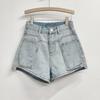 Shorts in denim rétro da donna estate nuovo design senso tasca grande hottie piccolo a vita alta gamba larga pantaloncini caldi