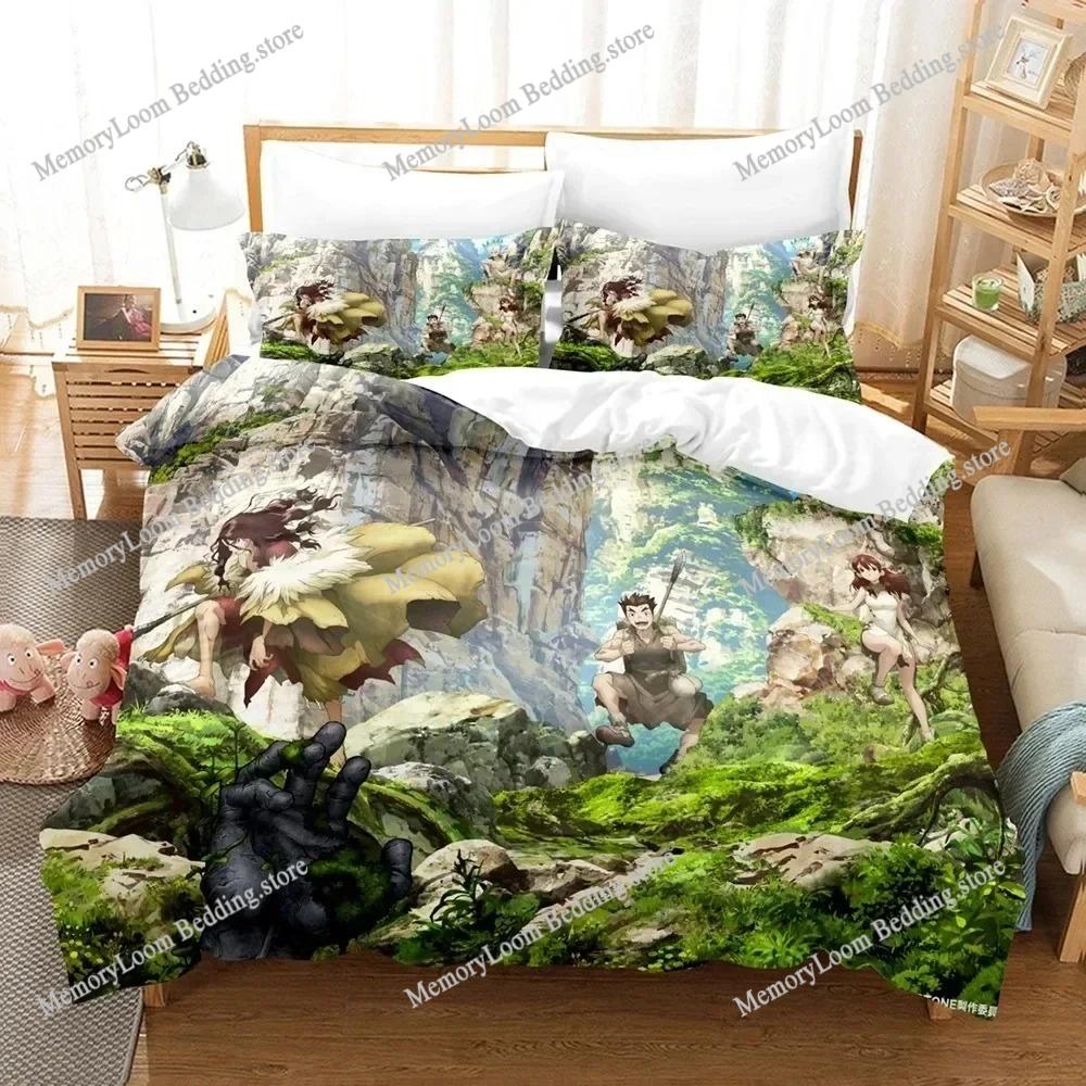 3D Print Dr.Stone Bedding Sets Duvet Cover Set With Pillowcase Twin Full Queen King Bedclothes Bed Linen Quilt Cover