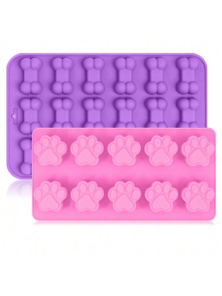 1Pcs Animal Dog and Cat Bone and Paw Print Silicone Baking Pan flexible Baking Mold Dog Puppy Treat Cookie Pet Oven safe cake