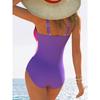 Wygodny 1-częściowy modny damski strój kąpielowy, poliestrowa tkanina o wysokiej elastyczności, szybkoschnący, wzór Color Block, dzianinowy splot
