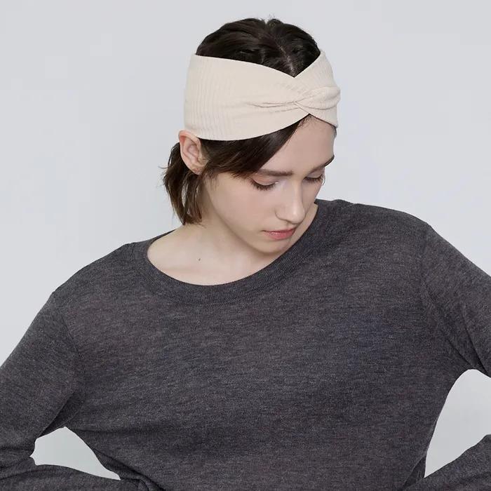 Women's Yoga Wear DEVI-A0003-Cream Pilates Laura Ribbed Headband