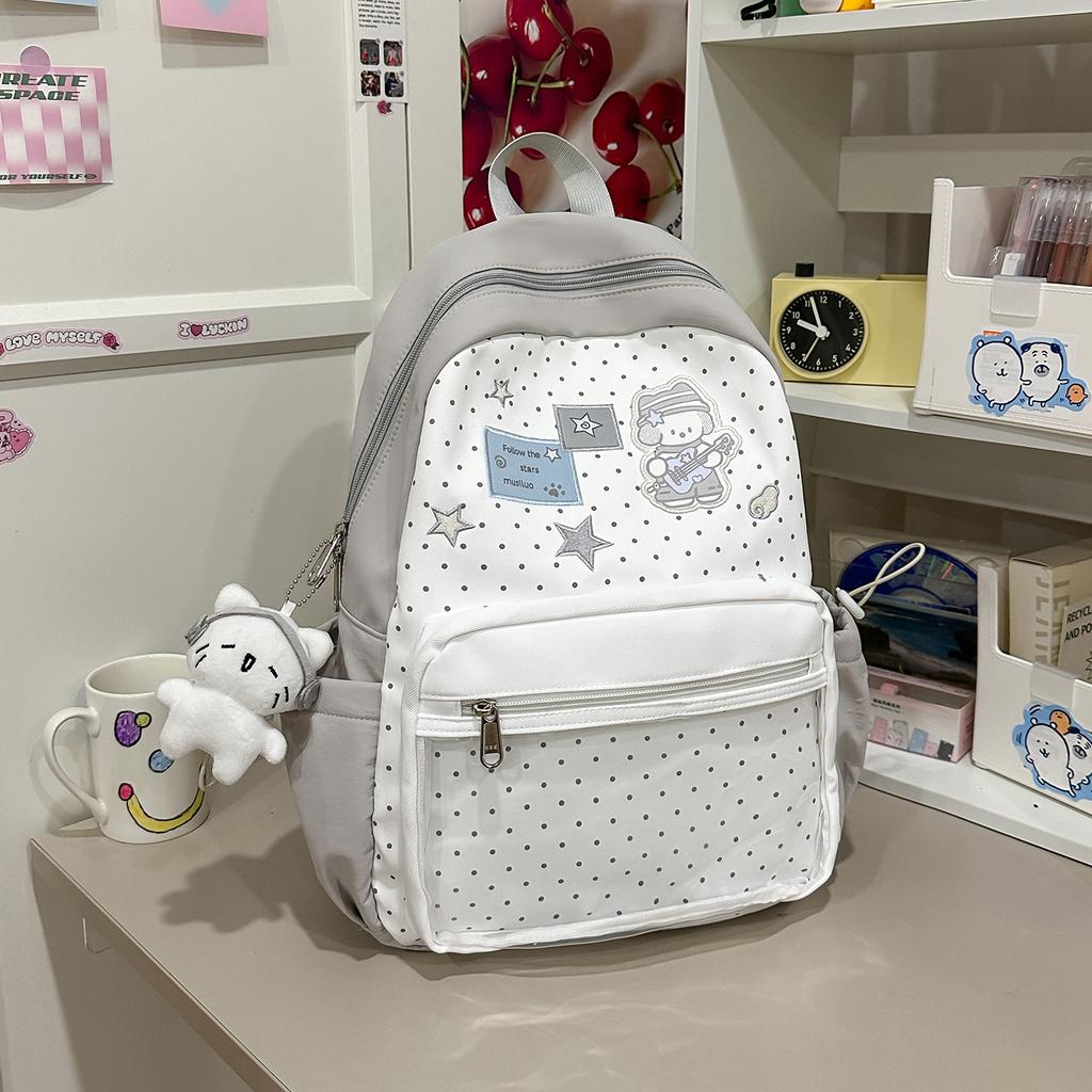 Schoolbag new small fresh schoolbag female cute polka dot niche junior high school student backpack lightweight large capacity class backpack