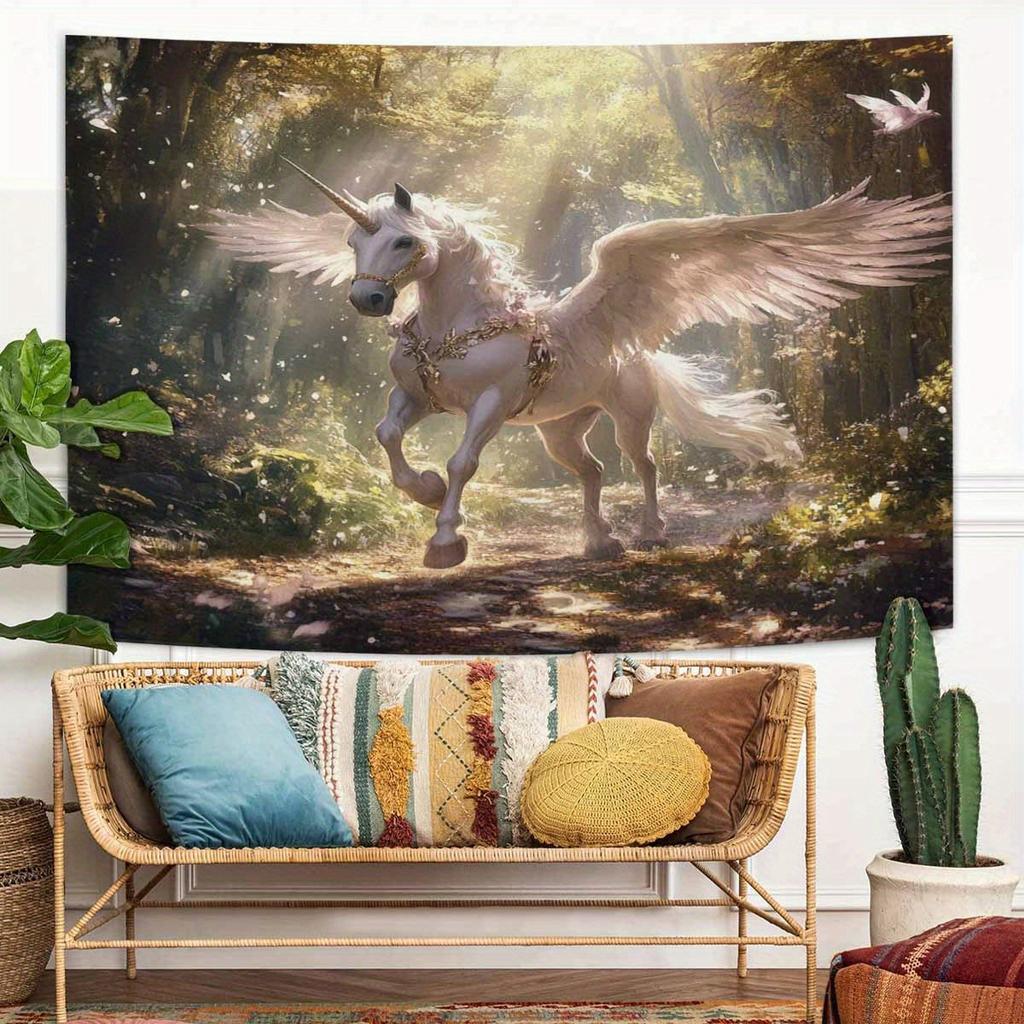 Cute Cool Horse Elements Peach Skin Tapestries 1pc Novelty Pattern Wall Hanging for Living room Bedroom Dorm Office