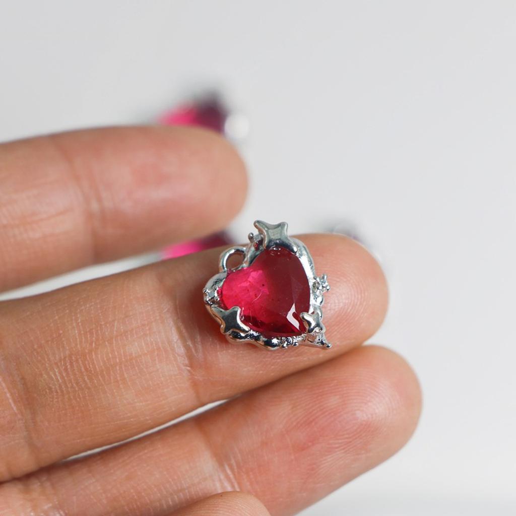 Crystal Heart-shaped Pendant Beads Rhinestone Love Heart Charm for DIY Keychain Necklace Earrings Accessories Crafts