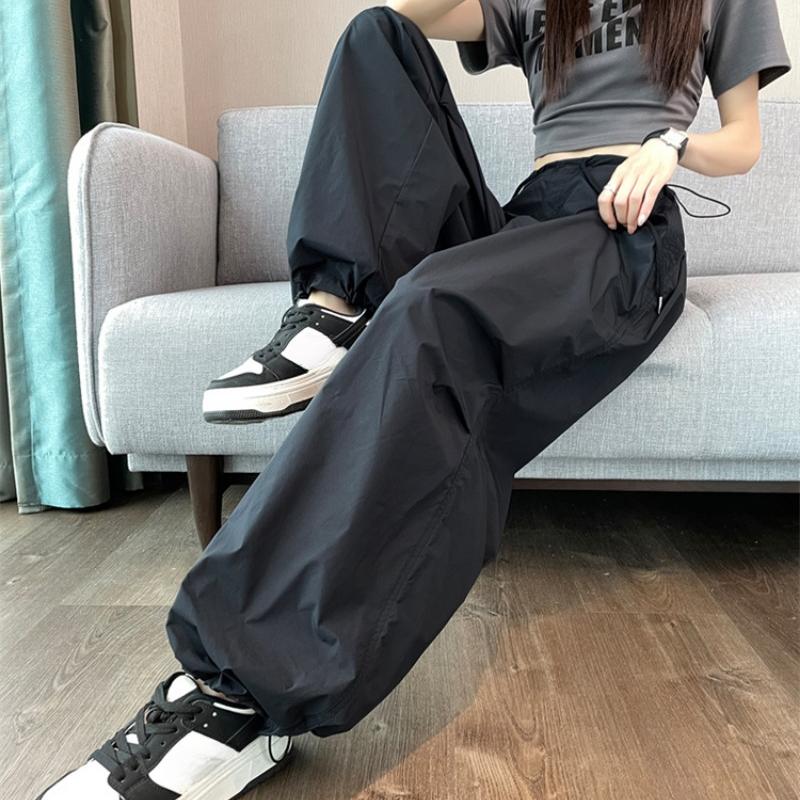 

Модные однотонные свободные повседневные брюки женские уличные тонкие брюки с высокой талией и широкими штанинами офисные женские прямые спортивные брюки Harlan женские 24273 2XL чёрный