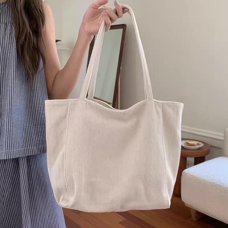 

Women’s 2025 Large Capacity Korean Style Tote - Twill Canvas Commuter Shoulder and Handheld Casual Bag