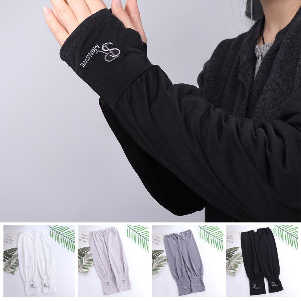 Letter Sunscreen Sleeve Solid Color Sun Protection Cover Thin Ice Silk Sleeves Sports