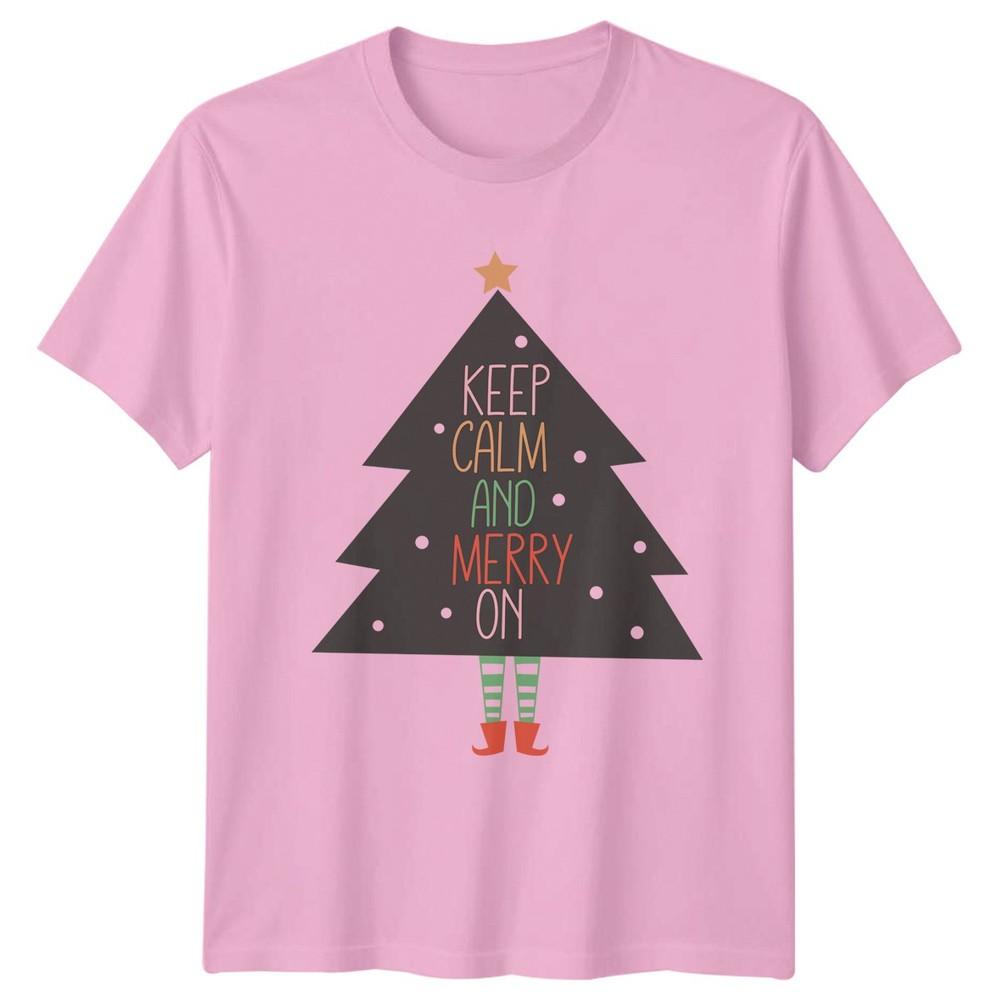 Keep Calm And Merry On Christmas Tree Elf Legs Holiday Unisexs TShirt Unisexs Top