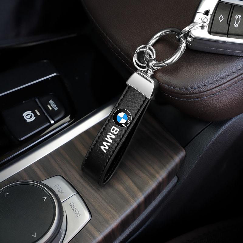 Leather Keychain Zinc Alloy Car Key Chain Ring Pendant Key Holder For BMW G01 G02 F22 F23 E46 E93 E39 G26 F01 F02 F06 Sticker cwsh87