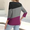 Women's Fashion Casual Striped Geometric Print Button-Down Shirt Three-quarter Sleeve Cardigan Top