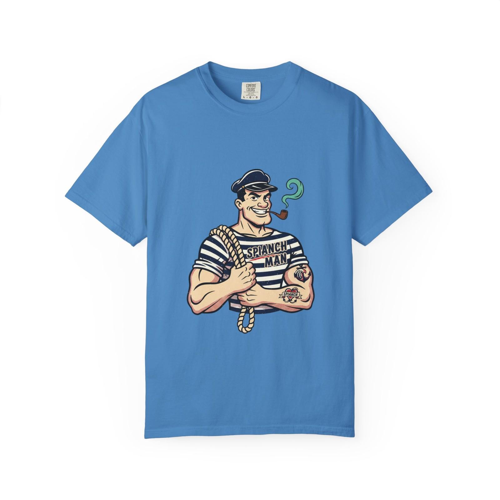 Vintage Sailor Cartoon with Pipe T-shirt | Seafarer Graphic Tee S разноцветный