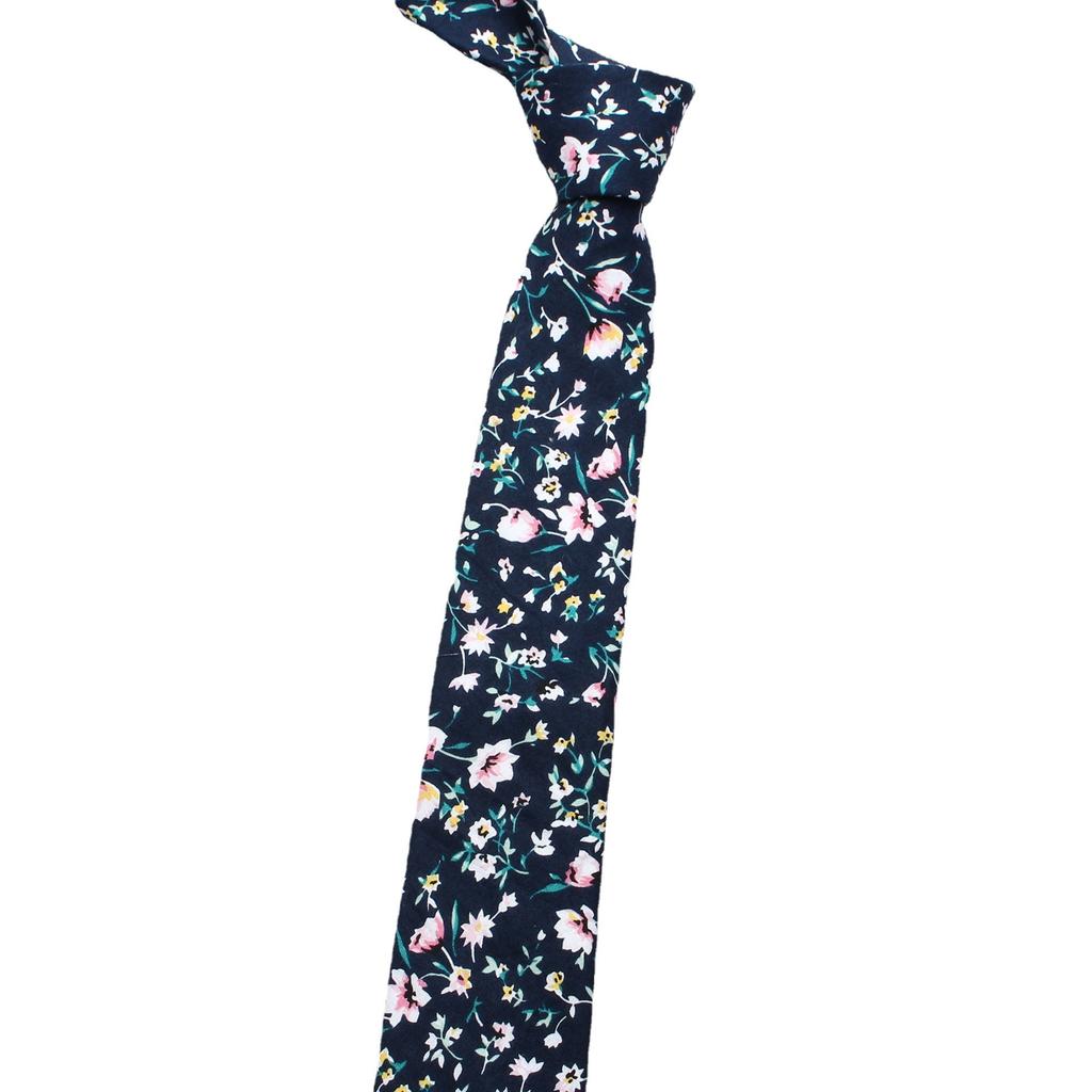 Men And Women British Casual Small Personality Pattern 6.5Cm Narrow Floral Cotton Tie