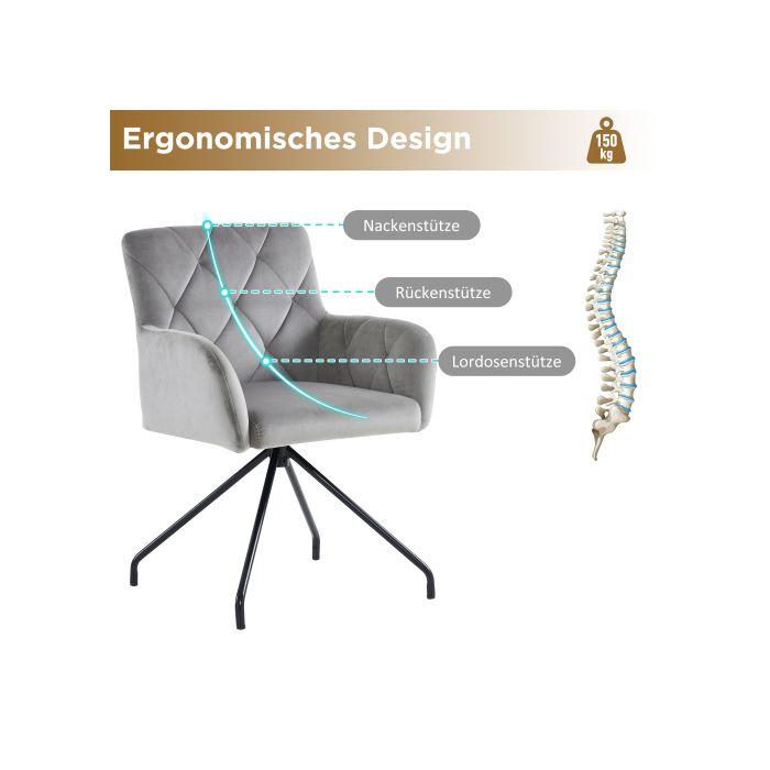 Chaises de salle à manger - MUVOE - Ensemble de 2 - Rembourrées - Métal - Velours gris clair