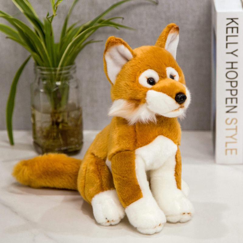 New 28cm Simulation Fox Dog Plush Toy Creative Realistic Animal Sitting Dolls Stuffed Soft Toys for Children Girl Birthday Gift