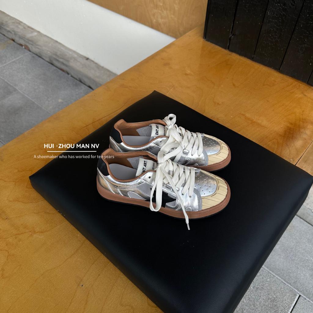 Spot~ 2025 New Little White Shoes Female Stars Retro Old Little Dirty Shoes Color Matching Casual Shoes German Training Shoes Tide