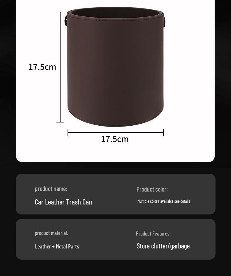 Leather Multifunctional Car Trash Can & Storage Bucket