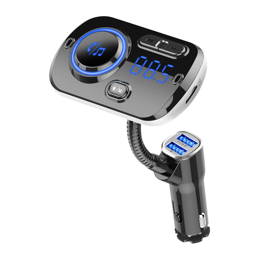 12V 24V Car Bluetooth-compatible Mp3 Hands-Free Player Qc3.0 Fast Charger Fm Transmitter Ambient Light Navigation Voice Prompts